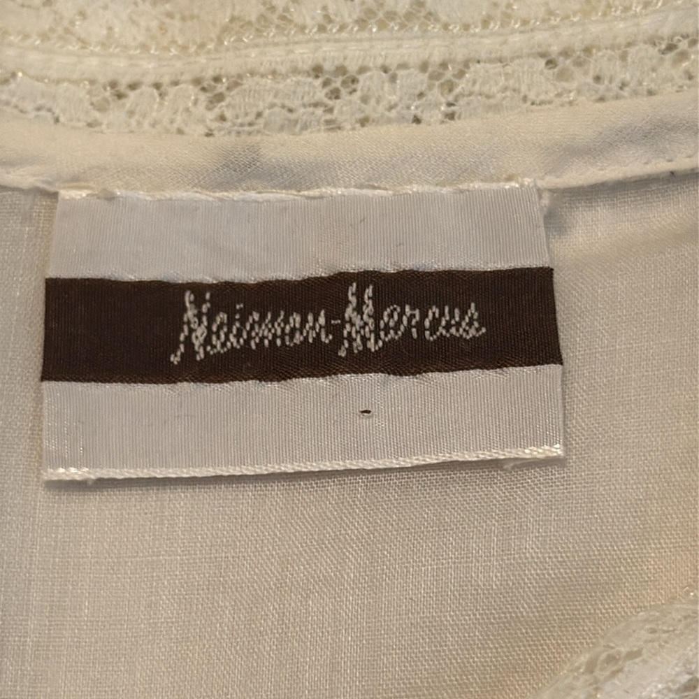 Vintage Neiman Marcus White Lace Detail Button Down Blouse Size XS/S - Picture 8 of 11